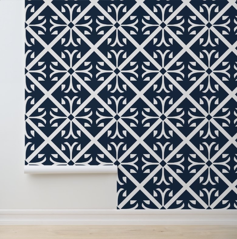 Classic Navy Tiles-best peel and stick wallpaper