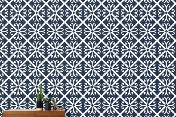 Classic Navy Tiles easy removable wallpaper decor Classic Navy Tiles easy removable wallpaper decor