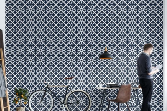 Classic Navy Tiles living room peel and stick wallpaper Classic Navy Tiles living room peel and stick wallpaper