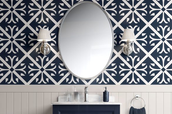 Classic Navy Tiles-peel and stick wallpaper for bathroom Classic Navy Tiles-peel and stick wallpaper for bathroom