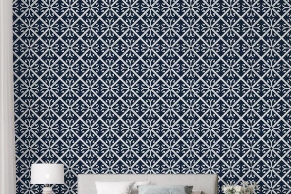 Classic Navy Tiles peel & stick wallpaper for bedroom Classic Navy Tiles peel & stick wallpaper for bedroom