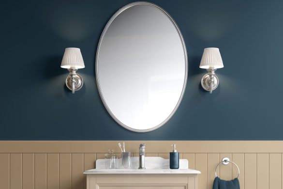 Deep Ocean Blue-best peel and stick wallpaper-bathroom Deep Ocean Blue-best peel and stick wallpaper-bathroom