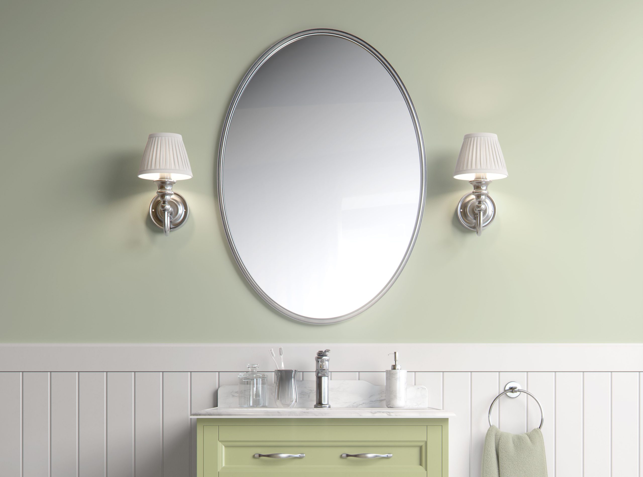 Lime Glow-bathroom peel & stick wallpaper