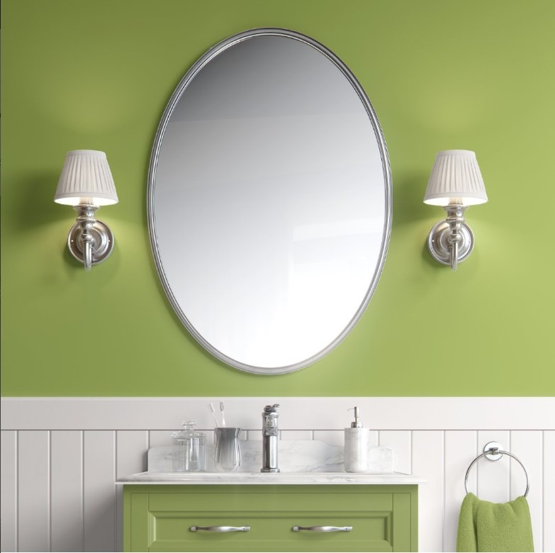 Lime Whisper-best peel and stick wallpaper-bathroom