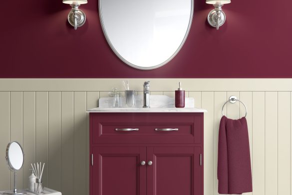 Rich Burgundy Bathroom peel & stick wallpaper ideas Rich Burgundy Bathroom peel & stick wallpaper ideas