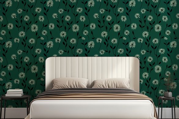 Bedroom-1-Elegant-Daisy-Meadow-floral peel and stick wallpaper Bedroom-1-Elegant-Daisy-Meadow-floral peel and stick wallpaper