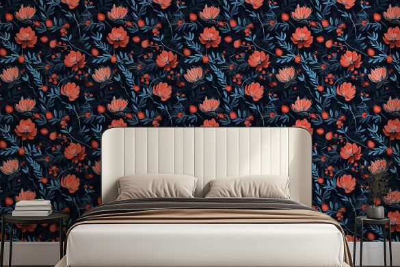 Bedroom-1-Midnight-Berry-Blooms-removable wallpaper Bedroom-1-Midnight-Berry-Blooms-removable wallpaper