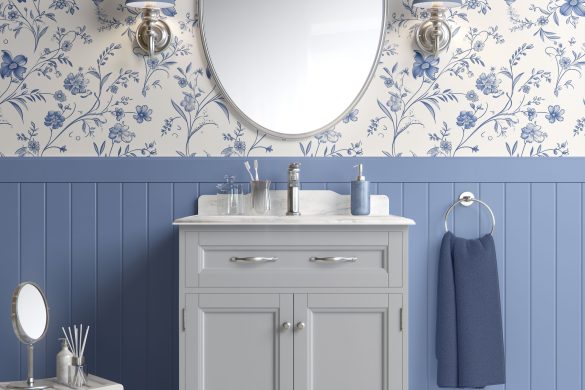 Classic-Bathroom-French Floral Charm-floral peelable wallpaper