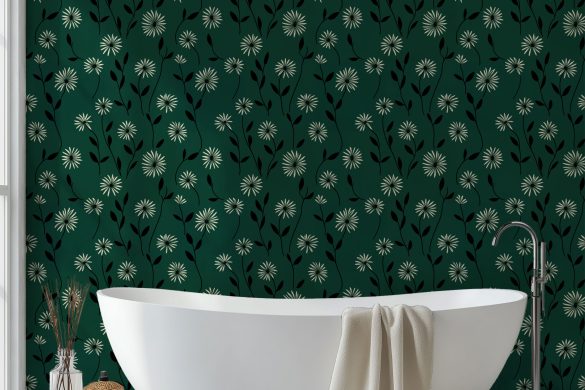 Elegant Daisy Meadow-Bathroom peel and stick wallpaper Elegant Daisy Meadow-Bathroom peel and stick wallpaper