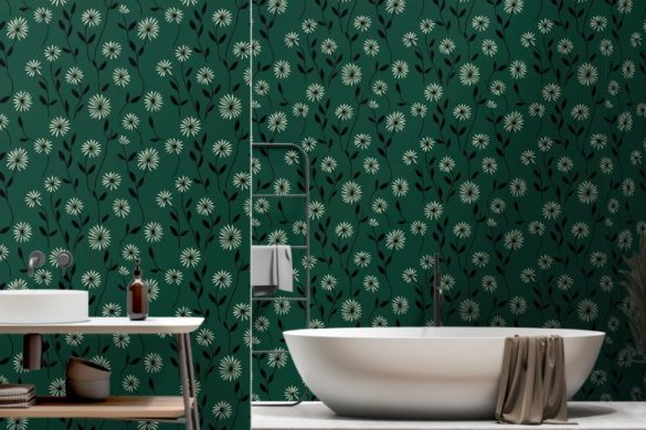 Elegant Daisy Meadow easy removable wallpaper for bathroom Elegant Daisy Meadow easy removable wallpaper for bathroom