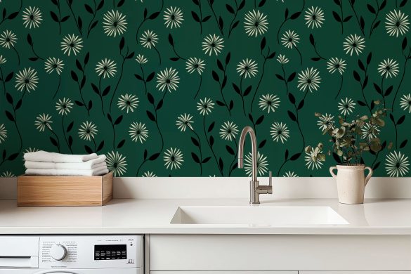 Elegant Daisy Meadow- peelable wallpaper for laundry room Elegant Daisy Meadow- peelable wallpaper for laundry room