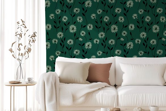 Elegant Daisy Meadow- removable wallpaper-Living room Elegant Daisy Meadow- removable wallpaper-Living room
