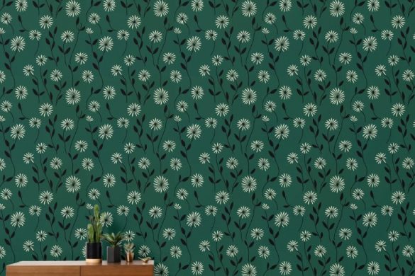 Elegant Daisy Meadow renter friendly wallpaper Elegant Daisy Meadow renter friendly wallpaper
