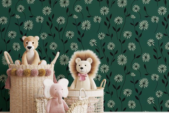Elegant Daisy Meadow-vintage peel and stick wallpaper design-Nursery Elegant Daisy Meadow-vintage peel and stick wallpaper design-Nursery