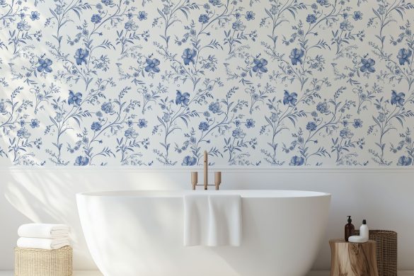 French Floral Charm-bathroom peelable wallpaper design