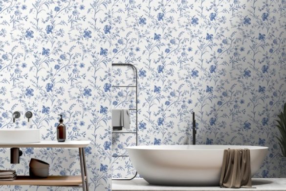 French Floral Charm- easy peel and stick wallpaper for bathroom