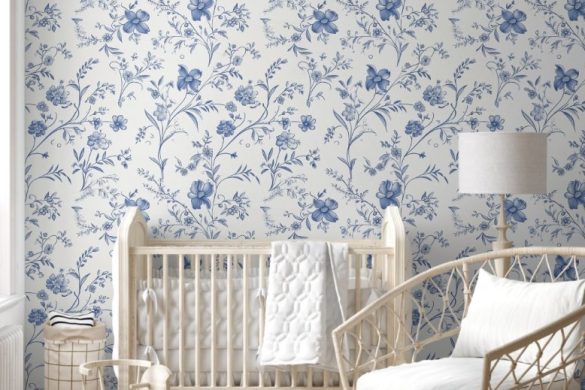 French Floral Charm- modern removable wallpaper for Nursery