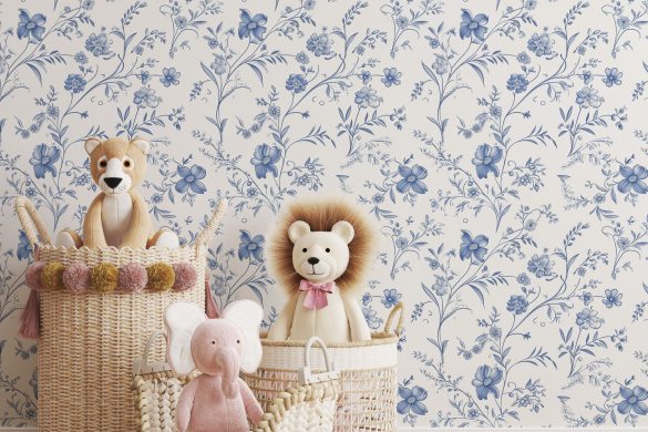 French Floral charm-easy peel & stick wallpaper for nursery