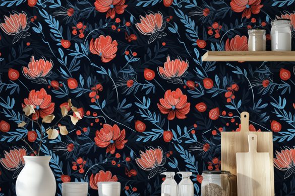 Kitchen-Midnight-Berry-Blooms-decorating for renters Kitchen-Midnight-Berry-Blooms-decorating for renters