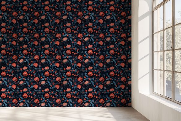 Large-Hall-Wall-Midnight-Berry-Blooms-peel and stick wallpaper Large-Hall-Wall-Midnight-Berry-Blooms-peel and stick wallpaper