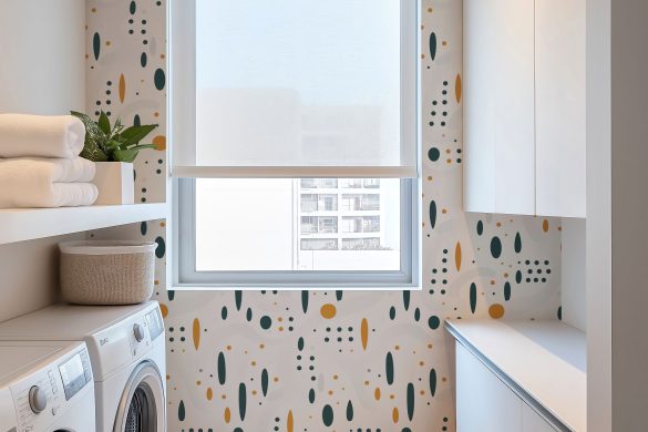 Laundry-Room-2-Modern-Dot-Symphony-peel and stick wallpaper Laundry-Room-2-Modern-Dot-Symphony-peel and stick wallpaper