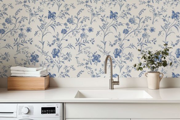 Laundry-Room-French Floral Charm-peelable wallpaper