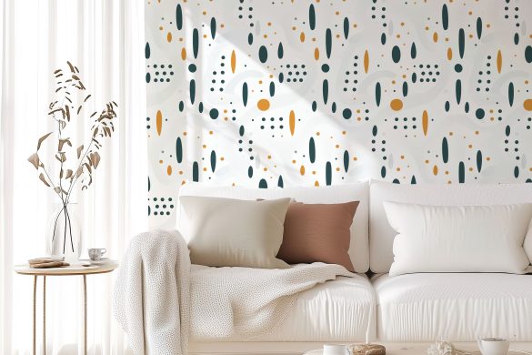 Living-Room-2-Modern-Dot-Symphony-peel and stick wallpaper teal Living-Room-2-Modern-Dot-Symphony-peel and stick wallpaper teal