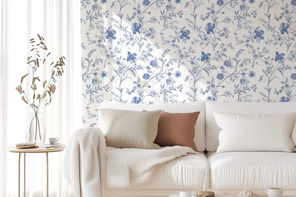 Living Room peel & stick wallpaper-French Floral Charm