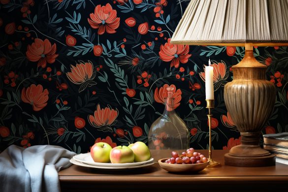Midnight Berry Blooms-peel & stick wallpaper floral Midnight Berry Blooms-peel & stick wallpaper floral