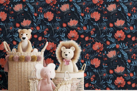 Nursery-4-Midnight-Berry-Blooms-best peel and stick wallpaper Nursery-4-Midnight-Berry-Blooms-best peel and stick wallpaper