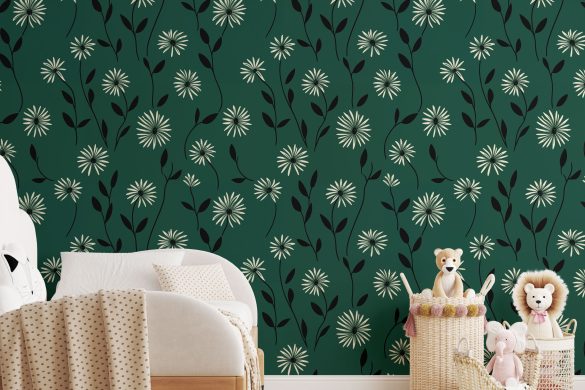 Nursery easy removable wallpaper-Elegant Daisy Meadow Nursery easy removable wallpaper-Elegant Daisy Meadow