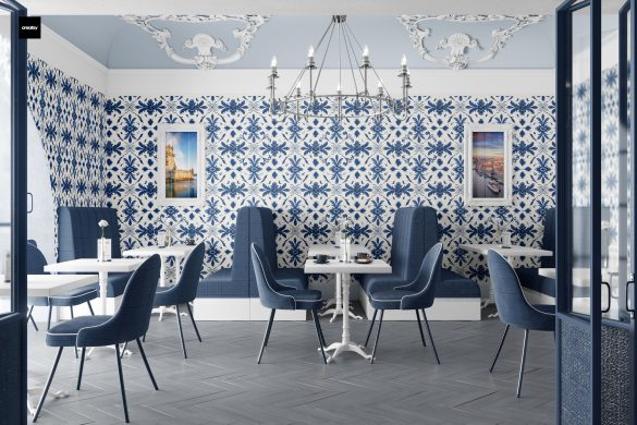 Portuguese Azulejo – peel and stick wallpaper for commercial use