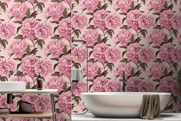 Blush Bloom Elegance- best peel & stick wallpaper for bathroom Blush Bloom Elegance- best peel & stick wallpaper for bathroom