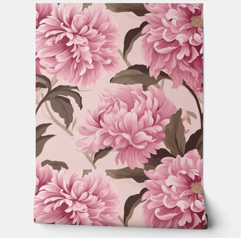 Blush Bloom Elegance- easy removable wallpaper