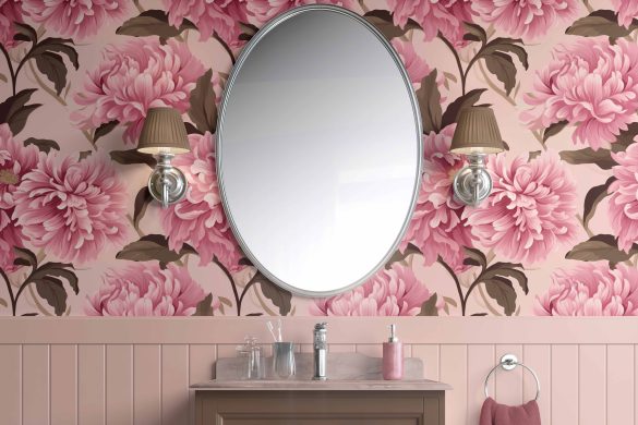 Blush Bloom Elegance- easy removable wallpaper for bathroom Blush Bloom Elegance- easy removable wallpaper for bathroom