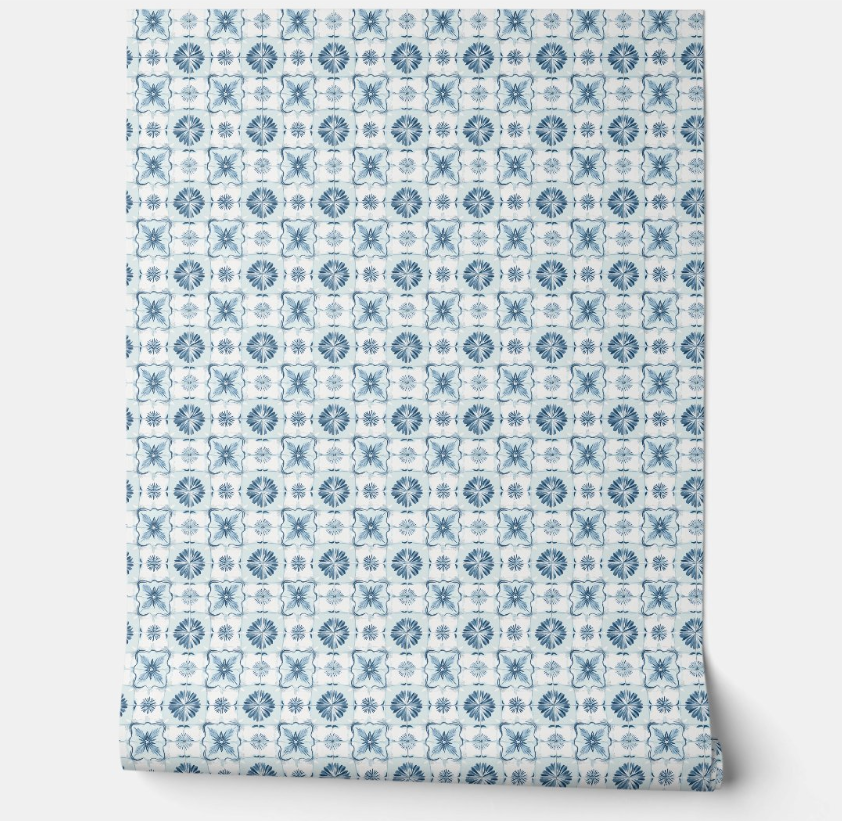 Ocean Harmony Tiles Mini - Soft Teal, White - Coastal
