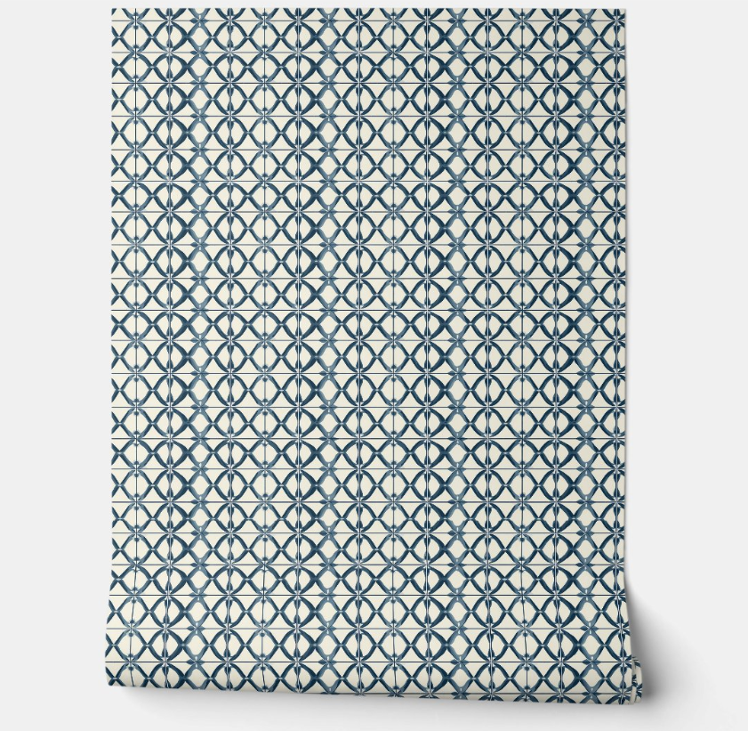 Oceanic Interlace Mini - Navy, Beige - Coastal Inspired
