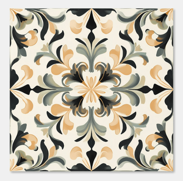 Golden Flourish – Gold, Black, Sage – Traditional Peel and Stick Wallpaper