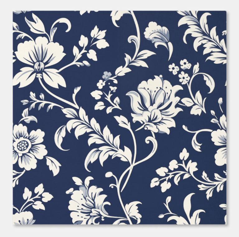 Midnight Garden – Blue and White – Peel and Stick Wallpaper